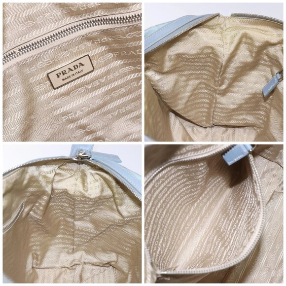 PRADA Tote Bag Nylon Light Blue Silver Auth - Picture 14 of 16